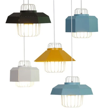 

Modern Simple Color Geometric Lamp Milk Tea Shop Light Coffee Hall Light Corridor Light Free Shipping LED Bulbs Cord Pendant E27
