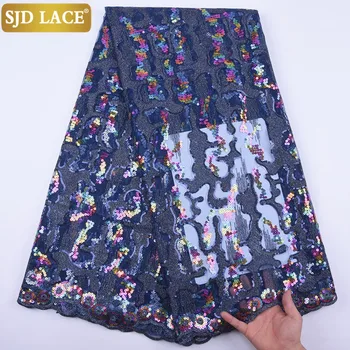 

SJD LACE 2020 Sequins Design French Mesh Lace Fabric High Quality African Net Lace Fabric For Soft Wedding Party Dress Sew A2023