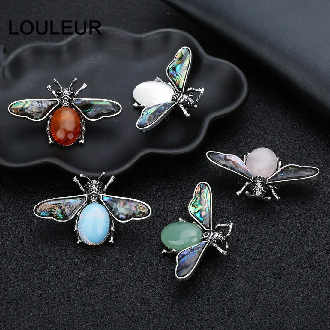 Женский кулон в виде ракушки LOULEUR с натуральным жемчугом пчелы Ювелирное