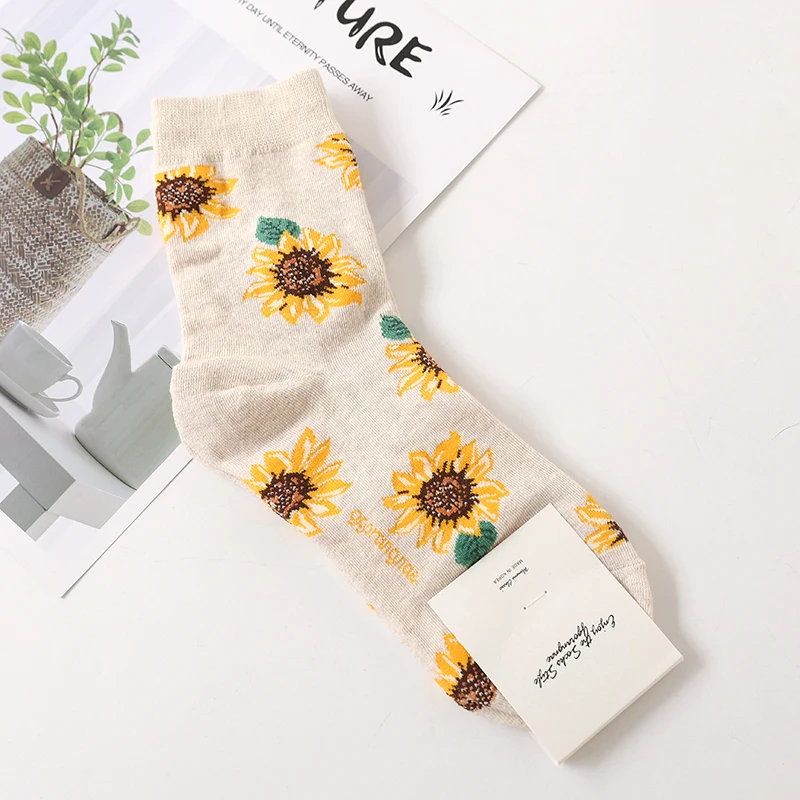 Женские короткие носки с подсолнухами, креативное искусство, Harajuk Sox, высокое качество, японские повседневные носки, забавные носки для девушек - Цвет: color 1