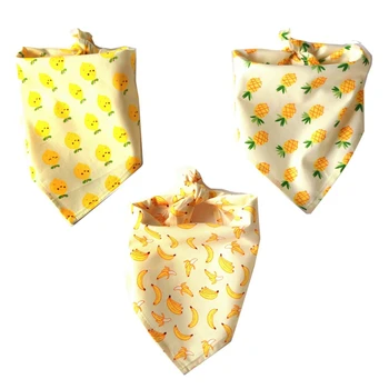 

New Personalized Fruit Printed Banana Pineapple Pear Dog Bandana Reversible Triangular Bandage Dog Scarf for Large Dogs