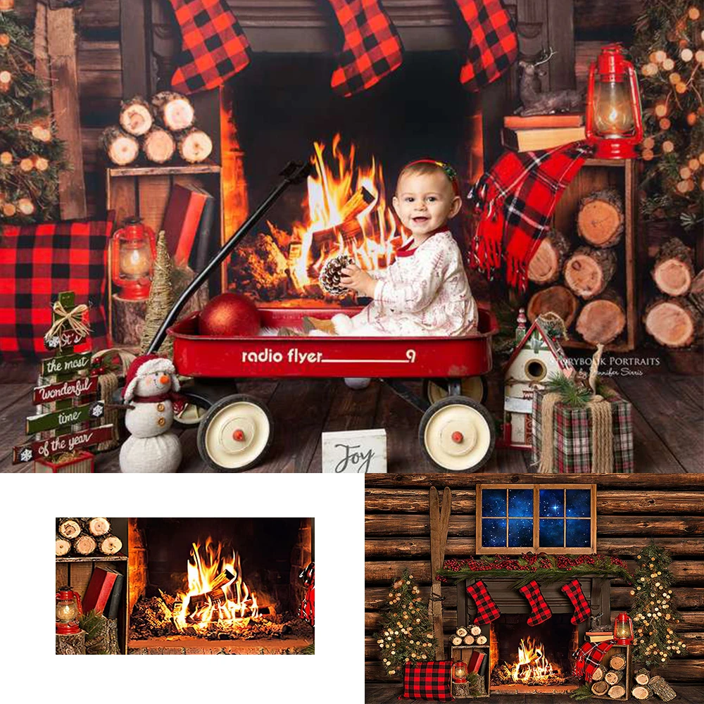 Photo Backdrop Christmas Gift Shop Moon Backdrop Background Wreath Photo Studio Props New Year Toy Reindeer Santa Wallpaper Family Party Decor