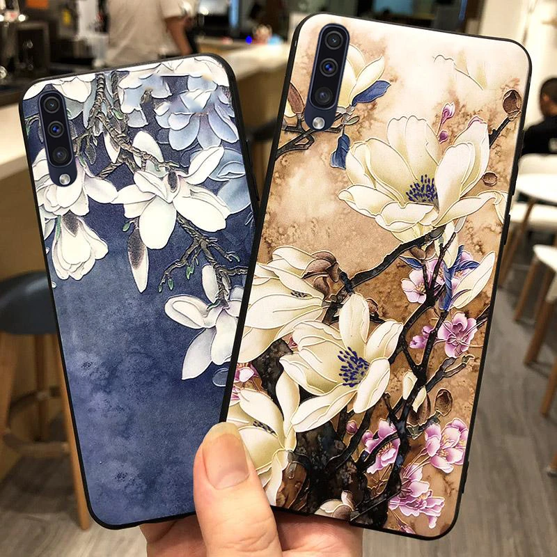 

3D Emboss Flower Case For Samsung Galaxy A50 A30 A40 A70 A10 A20 S8 S9 S10 S10e A6 A8 Plus 2018 M10 M20 Note 8 9 Soft Cover Case