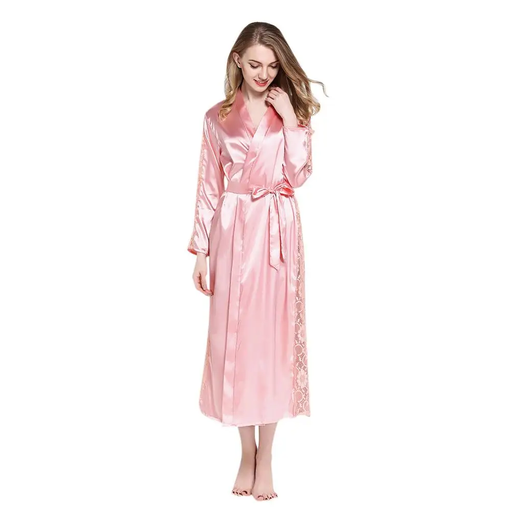 Pink Для женщин халат кружевная Пижама сексуальное нижнее белье ночной халат - Цвет: Pink