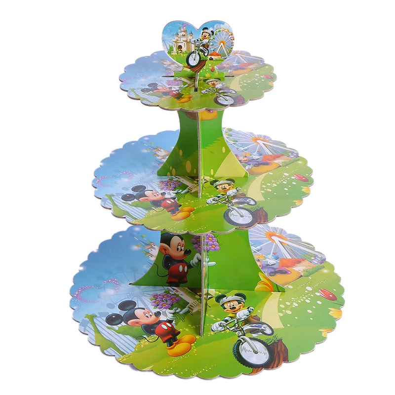 1set Minnie Mickey Mouse Cake Stand 3 Layers Wedding Cake Plate Stand Dessert Placed Tool Wedding Birthday Party Cupcake Holder - Цвет: Mickey Mouse-2