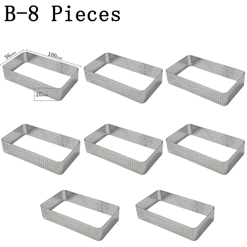 B-8 Pieces SHENHONG различные нержавеющей стали Tart кольцо французский десерт форма для пиццы сырный мусс форма для торта фруктовый крем форма для выпечки формы для выпекания - Цвет: B-8 Pieces
