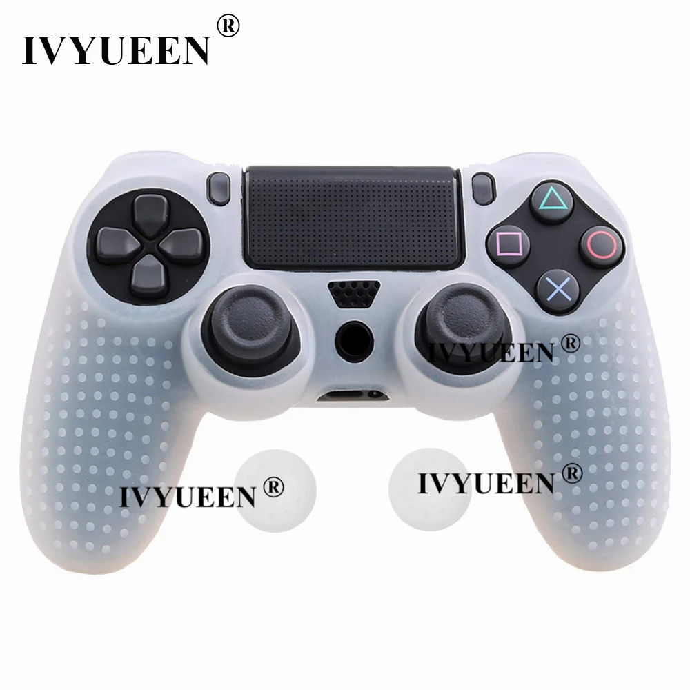 Бесцветный IVYUEEN силиконовый чехол с шипами для sony playstation 4 PS4 Pro тонкий контроллер защитный чехол для джойстика с 2 захватами для большого пальца - Цвет: Бесцветный