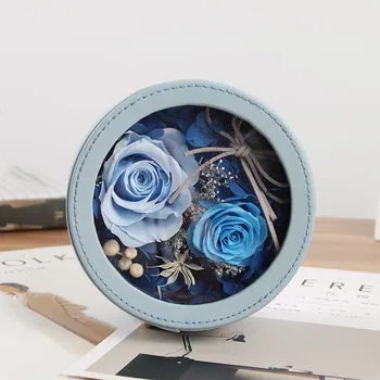 

DIY Artificial Flower Valentine's Day Gift Box Innovation Leather Box Rose Eternal Flower Gift Box Concise Euquisite Flowers