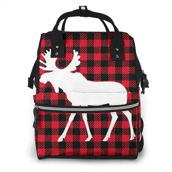 

Lumberjack With Moose Nappy Backpack Mummy Bag Large Capacity Mom Baby Multi-function Waterproof Outdoor Travel Diaper Bags