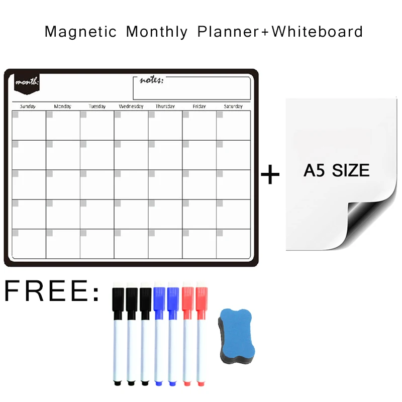 Magnetic Planner Whiteboard Weekly Monthly Calendar Children Board for Kitchen Refrigerator Memo Message Drawing Wall Stickers | Канцтовары