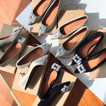 

The new spring 2020 KD fashion single pointed high-heeled shoes heel magritte shoes comfortable leather shoes