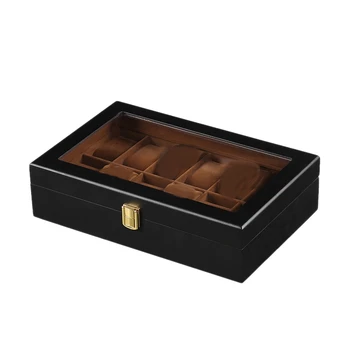 

12-Bit Wooden Watch Box Black Watch Storage Box Window Jewelry Box Watch Display Box Jewelry Box Watch Storage Box