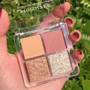 

MINSHZEE Matte Pearlescent Eyeshadow Palette 4 Colors Eye Shadow Makeup Powder High Pigmented Waterproof Eye Makeup Powder TSLM1