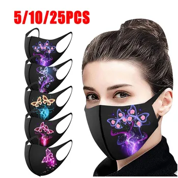 

Face Mask 5/10/25pc Adult Butterfly Print Mouth Mask Protection Washable Earloop Mask Protection Printing Face Mouth Mask #60