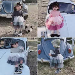 Платья для девочек, осень 2019, новая зимняя одежда для маленьких девочек, детское платье с длинными рукавами, платье-трапеция с юбкой-пачкой