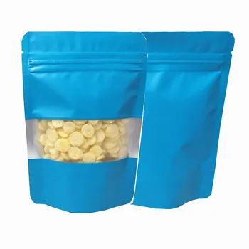

50pcs/Lot Ziplock Stand-up Pouches Food Packaging Bag Bean Tea Coffee Sealed Bag Aluminum Foil Bag with Frosted Window Blue