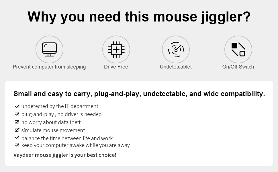 microsoft wireless keyboard and mouse VAYDEER Mouse Jiggler Mouse Mover Mouse Movement Simulator with ON/OFF Switch for Computer Awakening mice computer