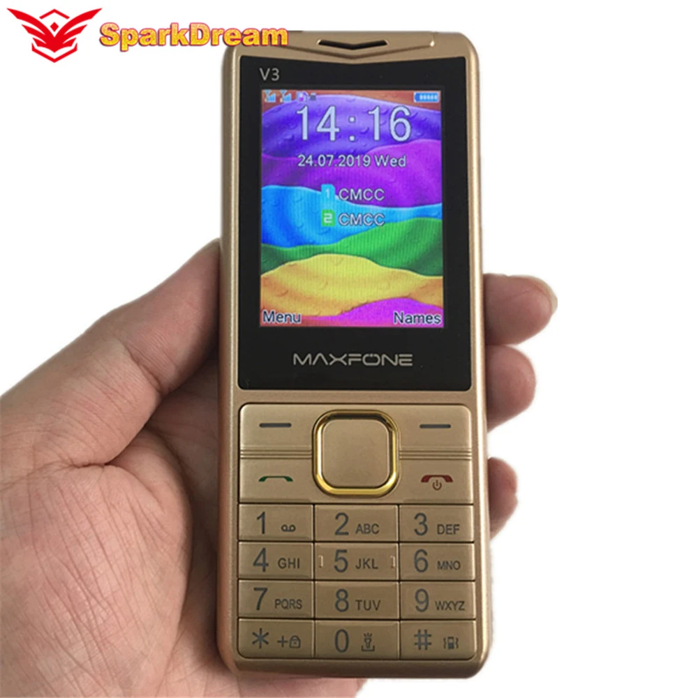  V3 Push Button Mobile Phone 2.4 Inch Dual Sim Basic Big Keyboard Bluetooth Flashlight MP3 Radio Cam