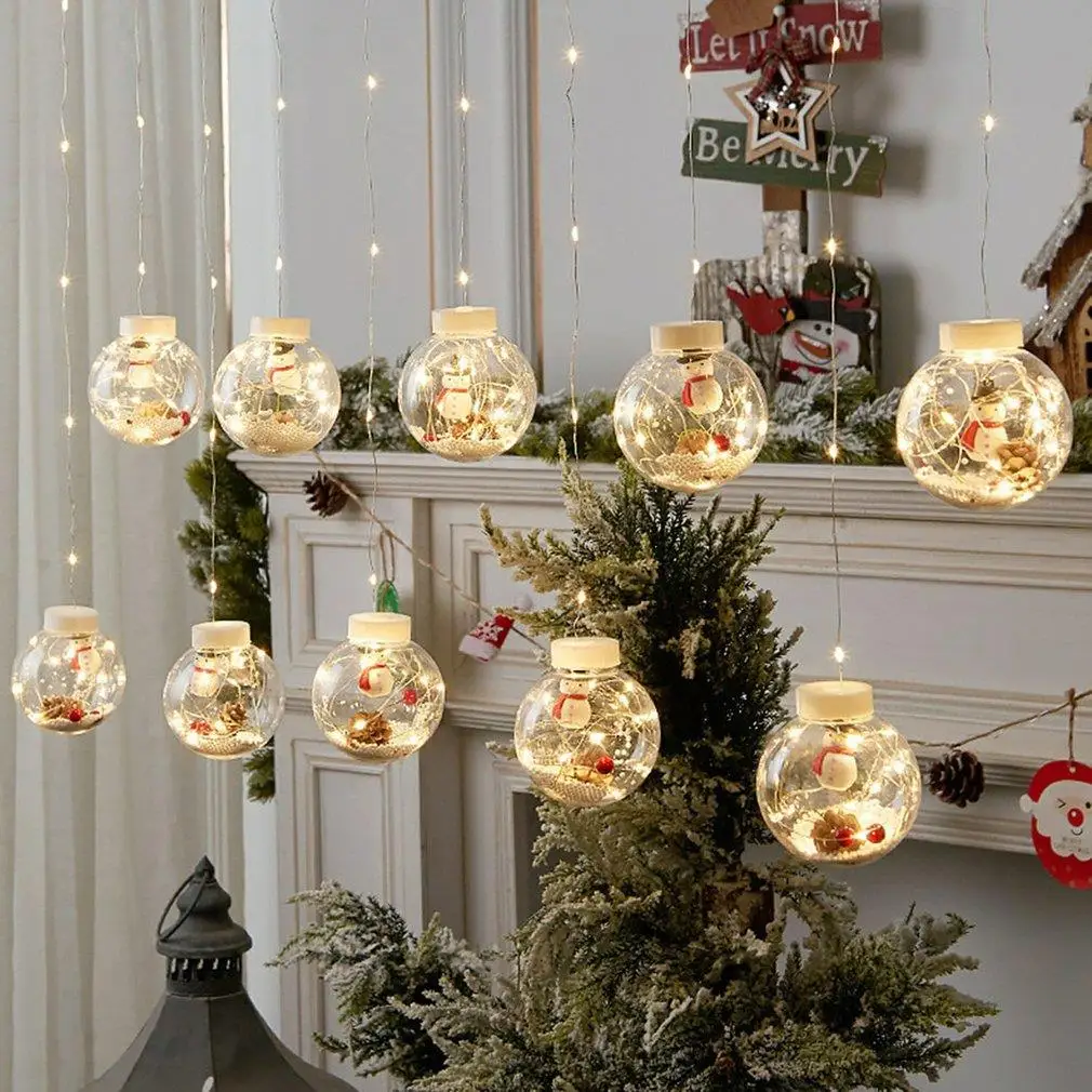 

New year's garland led Curtain String Light Ball Santa Claus Christmas Decoration Festoon Led Lights Home Decor Navidad Tree De