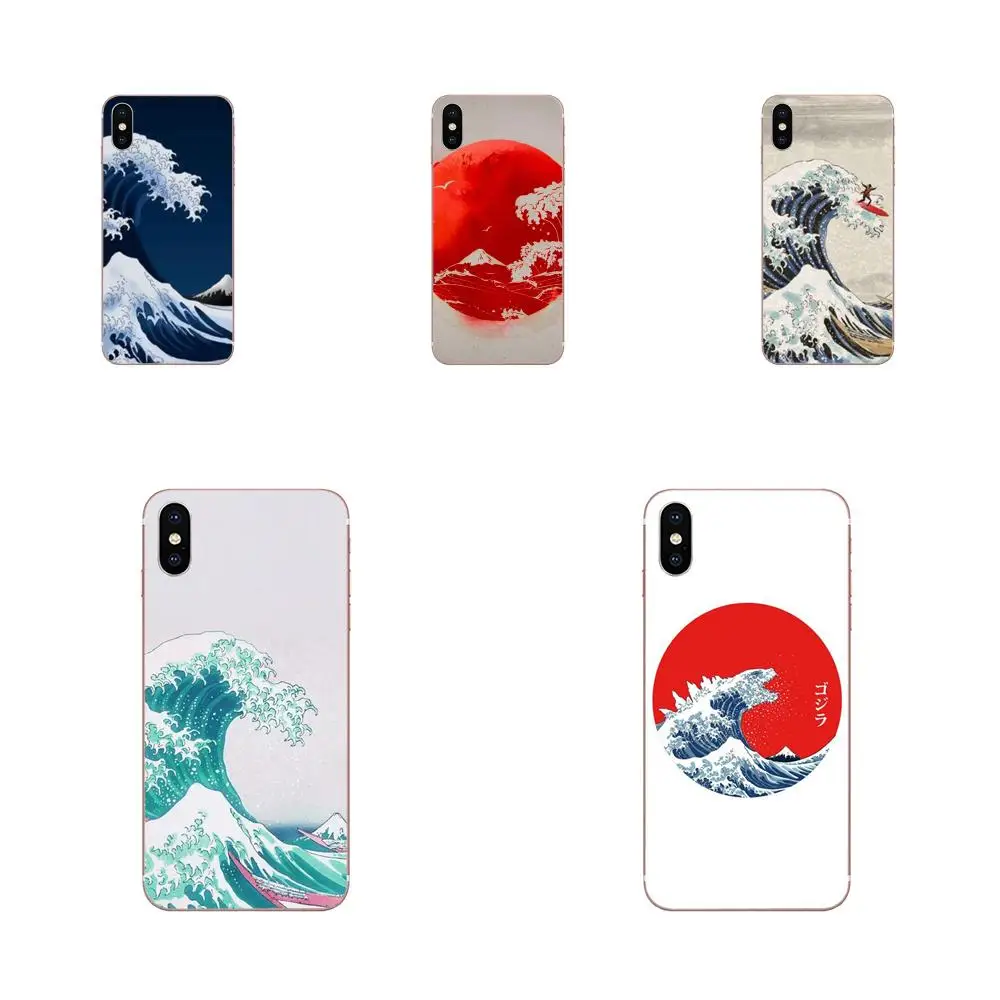 Cartoon Wave Art Japanese Soft TPU Cases Covers For Apple iPhone 4 4S 5 5C 5S SE 6 6S 7 8 Plus X XS Max XR | Мобильные телефоны и