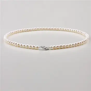 

18" AAA 6-5 MM SOUTH SEA NATURAL White PEARL NECKLACE 925silver GOLD CLASP