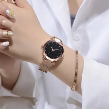 

Luxury Women Watches Rhinestone Starry Sky Clock New Fashion Wristwatch 2019 New Women Watches