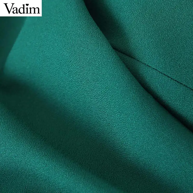 Женское элегантное платье vadim однотонный Длинный жилет v-образный вырез карманы двубортный жилет женская верхняя одежда шикарный Зеленый Длинный топ MA040