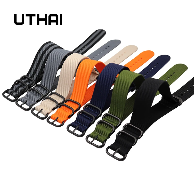Nylon Straps Black Buckle Canvas P31 UTHAI 20mm 18mm Five-Ring 24mm Thic NATO 22mm 