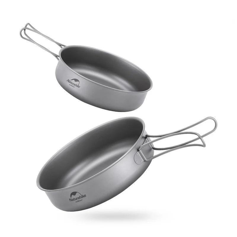 Naturehike Lightweight High Strength Titanium Cookware Outdoor Camping Pot Portable Frying Pan Self-cleaning Function Cookware