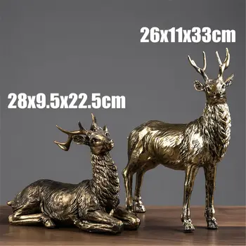 

New Nordic Style Resin Deer Decoration Miniatures Ornament 3D Solid Lucky Deer Home Furnishing Living Room Home Decoration