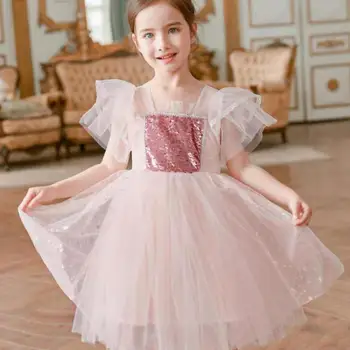 

Vintage Flower Girl Dresses For Weddings Lovely Pink Custom Made Princess Tutu Sequin Applique Lace Bow Kids First Communion