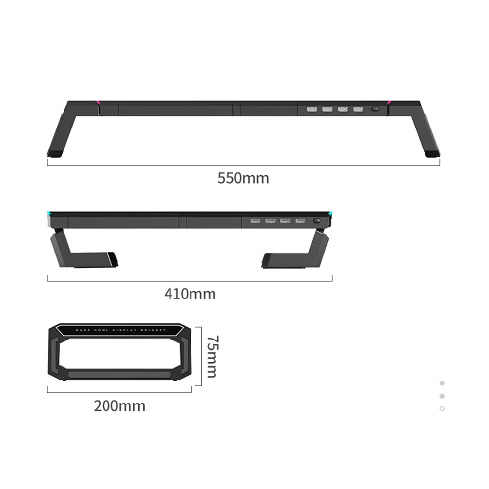 2022 Adjustable Monitor Stand Riser with 4 USB Hub Support Data Transfer RGB 2.0 Charging Desk Organizer Bracket for Laptop laptop cooler