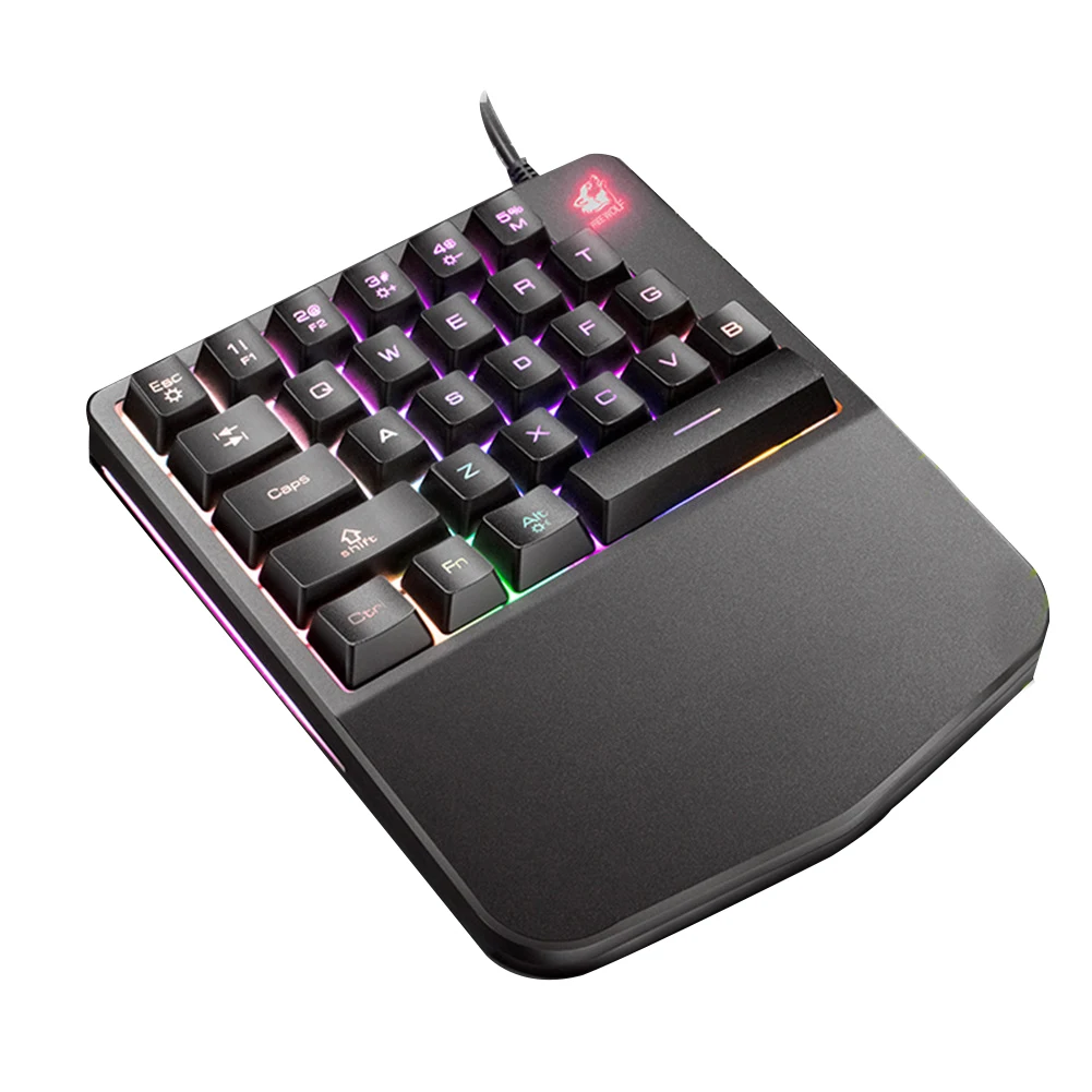  K11 28 Keys Wired Mini Keyboard Rainbow Backlight One Hand USB Keypad for Dota OW PUBG Game
