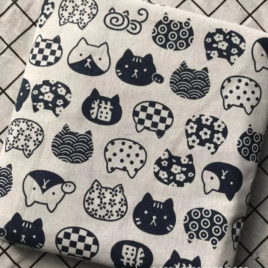 LINEN Cotton Fabric For Clothing Quilting Twill Fabrics Cloth CAT DIY Sofa BAG Curtain Tablecloth Cushion CRAFT SEWING Materials