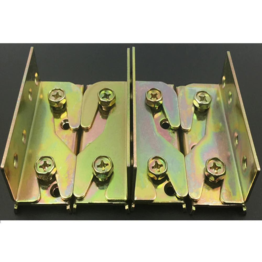 

4pcs/set Bed Rail Brackets Rust Proof Non-Mortise Heavy Duty Beds Rail Fittings Snap Connectors Home Furniture Beds Accessories