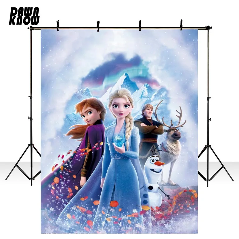 

DAWNKNOW Frozen 2 Vinyl Photography Background Kids Party Cloud Cartoon Anna ELSA Princess Backdrops For Children Photo Studio