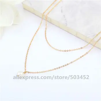 

400pcs/lot Hot Sells Pearl Pendant Necklace Factory Price Doule Layer Alloy Long Necklace Fashion Collar Necklace For Woman Girl
