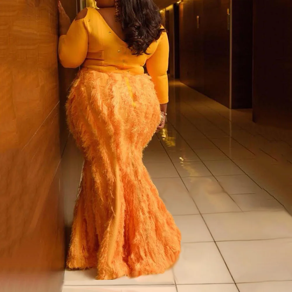 Goede Oranje Kwastje Lange Mermaid Party Jurken Vrouwen Avond Elegant Plus Size XL 5XL Bodycon Diamond Floor Lengte Dames Maxi Jurk