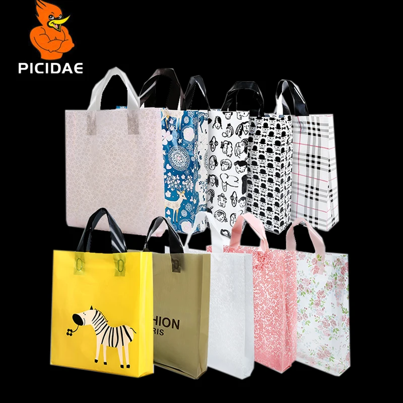 

Gift Clothing Cosmetic Pattern Printing Custom Plastic Hand Organ Wide Side Packaging Bag Store Shopping Backpack Doll Box Shoes