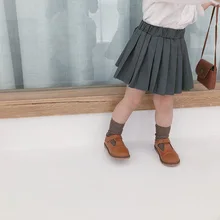 1812 детская плиссированная юбка средней длины для маленьких девочек Милая Короткая юбка в Корейском стиле на осень юбка для маленьких девочек одежда для маленьких девочек