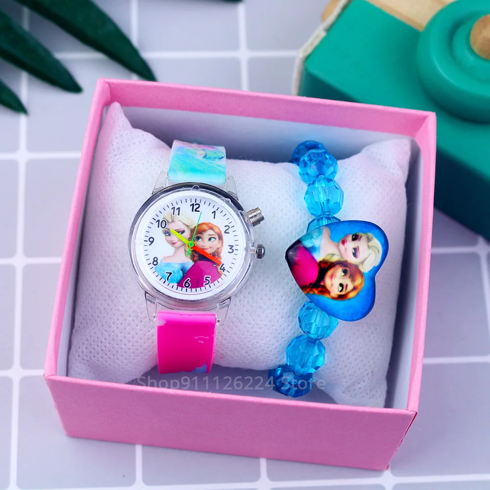 Mode Cartoon Flash Licht Mädchen Uhren Kinder mit Armband Silikon Strap Prinzessin Elsa Kinder Uhren Uhr reloj infantil