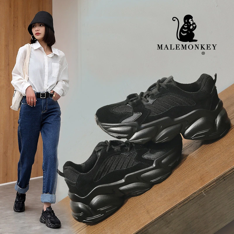 ブランドプラットフォームスニーカースポーツシューズ女性21春厚いソールスニーカーウェッジ分厚い快適なランニングシューズ女性黒 Women S Vulcanize Shoes Aliexpress