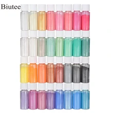 Biutee, 32 цвета, слюда, порошок, эпоксидная смола, краситель, жемчужный пигмент, натуральный акрил, набор для ногтей, новинка, полигель, гель для ногтей, блестящая пудра