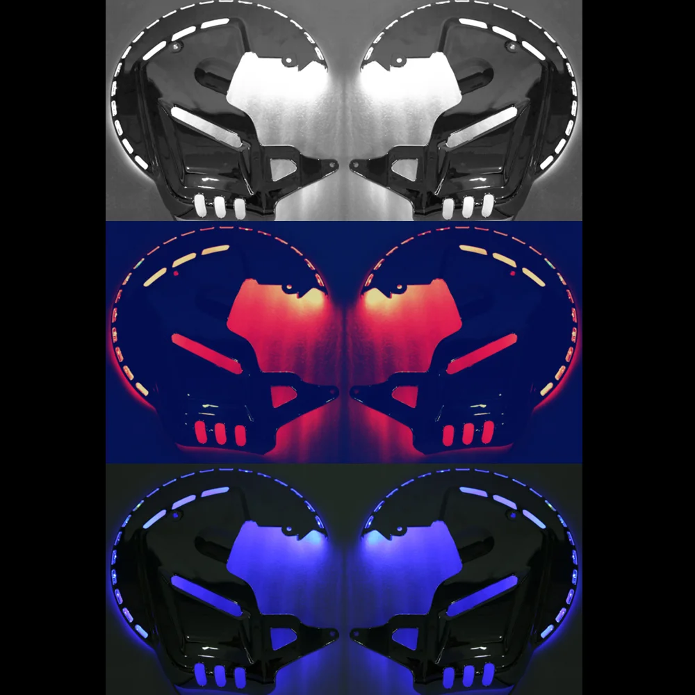 Motorcycles LED Chrome Disc Rotor W/LED Ring of Fire Brake Covers Light For Honda Goldwing GL1800 2001-2014 F6B 2013-2015
