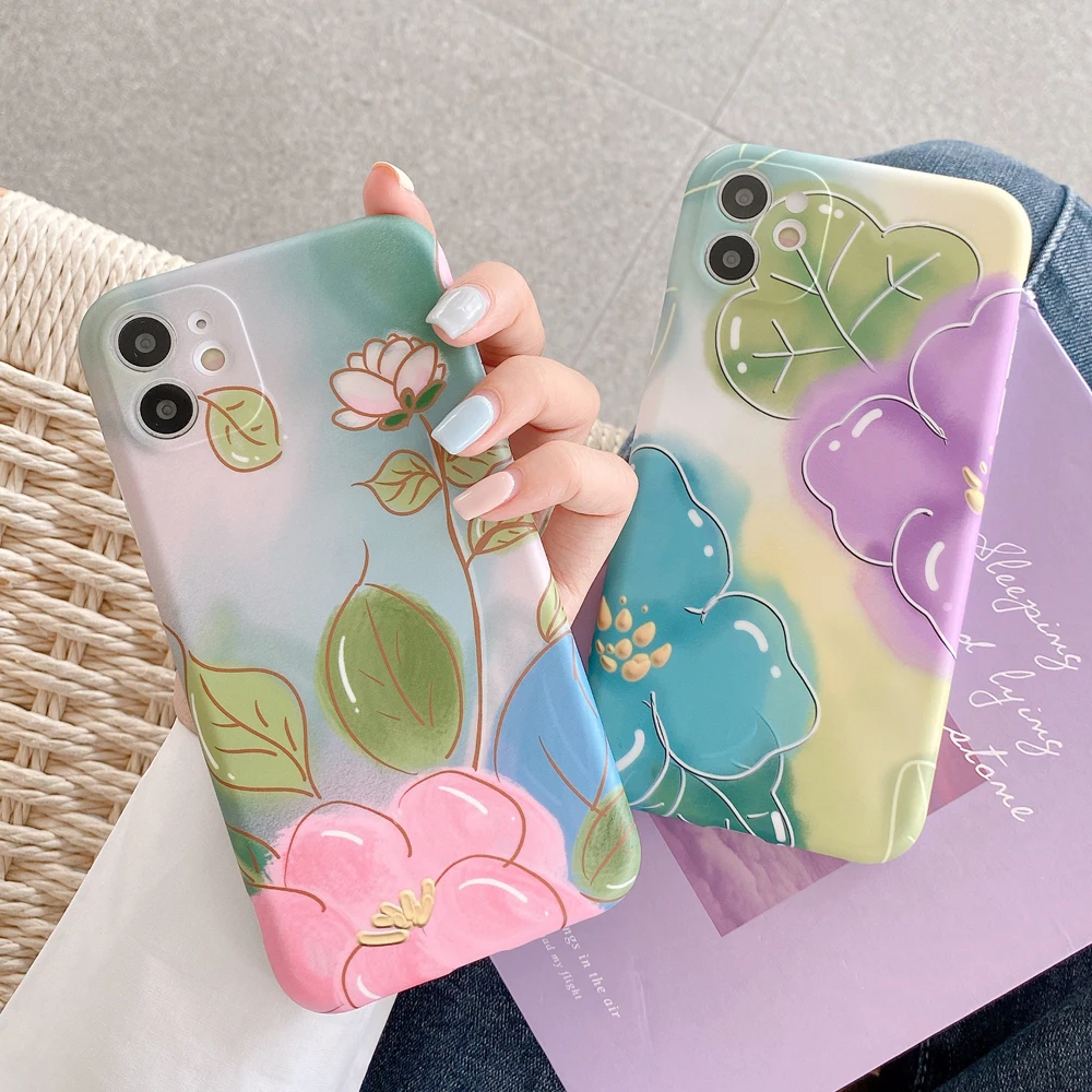 Чехол для телефона LOVECOM с акварелью и цветами iPhone 11 Pro Max XR XS X 8 7 Plus мягкие Защитные