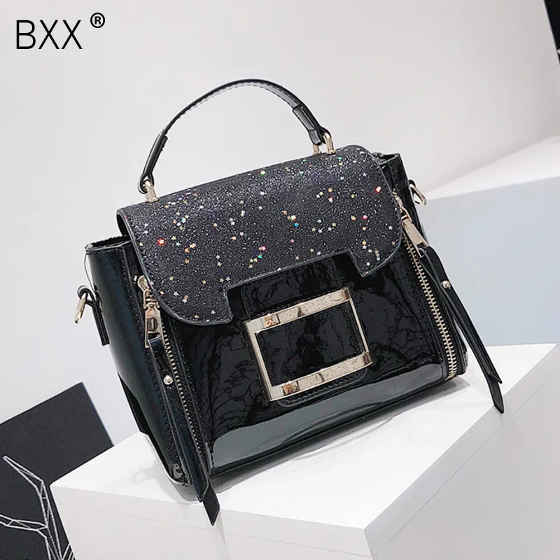 

[BXX] Sequined Patent Leather Crossbody Bags For Women 2020 Spring Shoulder Messenger Bag Female Party Handbags and Purses HK448