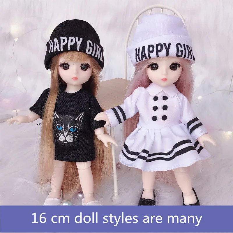 BJD-Mini muñeca de 16cm con 13 articulaciones móviles, 1/12 pelo multicolor, Princesa, ropa, se puede vestir, niñas, Juguetes DIY, regalos de cumpleaños