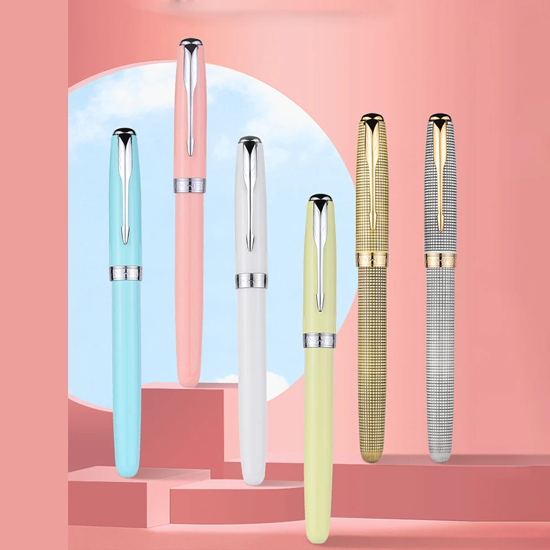 

Macaron Color Fountain Pen, Copper Barrel, Silver Arrow Clip, Fine Nib, Jinhao Office Finance School Student Calligraphy A6488