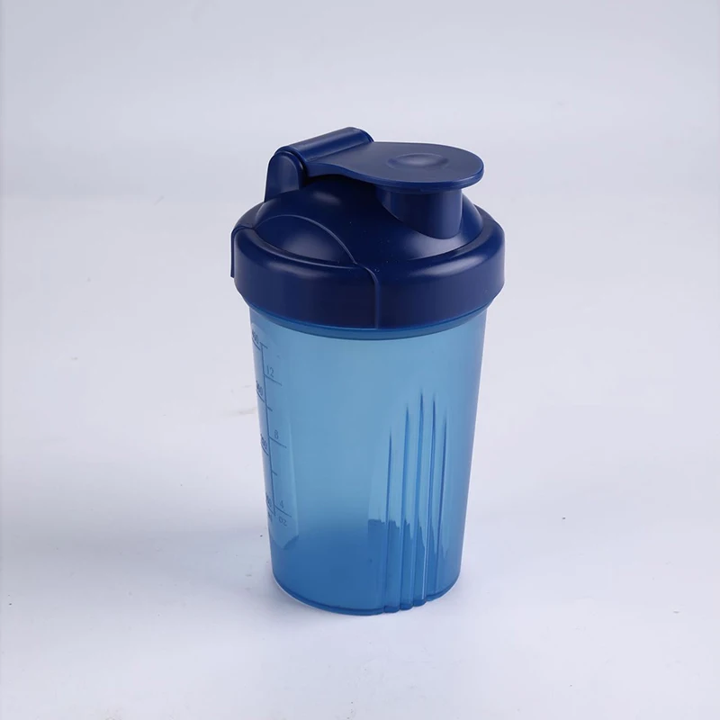 dark blue 400ml New Creative Shaker Cup With Scale Bottles Unisex Water Bottle Kettle Drinkware Hidro Flask Coffee Cups Plastic BPA FREE - Цвет: dark blue