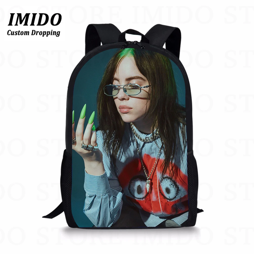 IMIDO, новинка, Billie Eilish, женские рюкзаки, все, что я хотел, с принтом, детские школьные рюкзаки, Студенческая сумка для книг для детей, Mochilas - Цвет: L